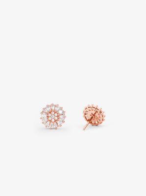 Precious Metal-Plated Sterling Silver Pavé Stud Earrings