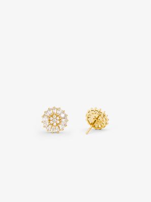 Precious Metal-Plated Sterling Silver Pavé Stud Earrings image number 1