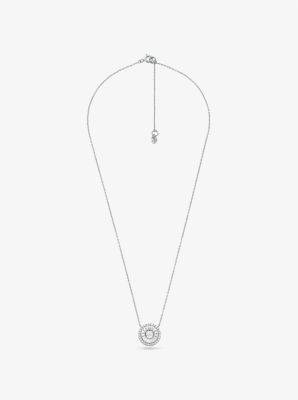 Collier en argent sterling à placage en métal précieux à halo et à pavé image number 0