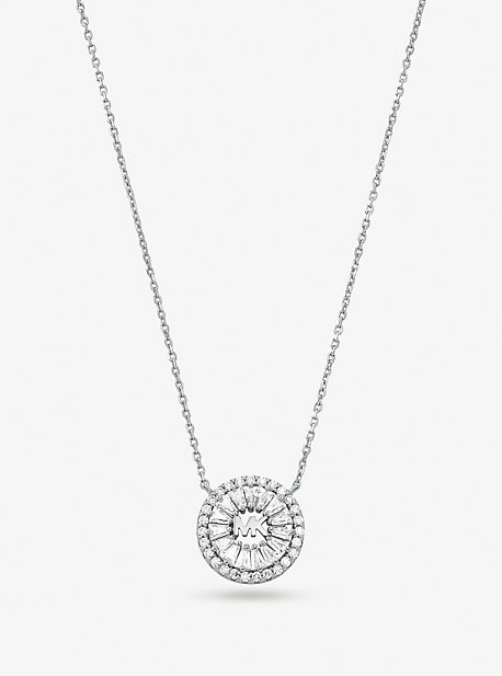 MK Collier en argent sterling plaqué en métal précieux avec halo à pierres pavées - Gris - Michael Kors