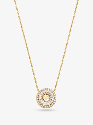 MK Precious Metal-Plated Sterling Silver Pave Halo Necklace - Gold - Michael Kors