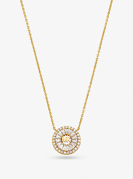 MK Precious Metal-Plated Sterling Silver Pave Halo Necklace - Gold - Michael Kors