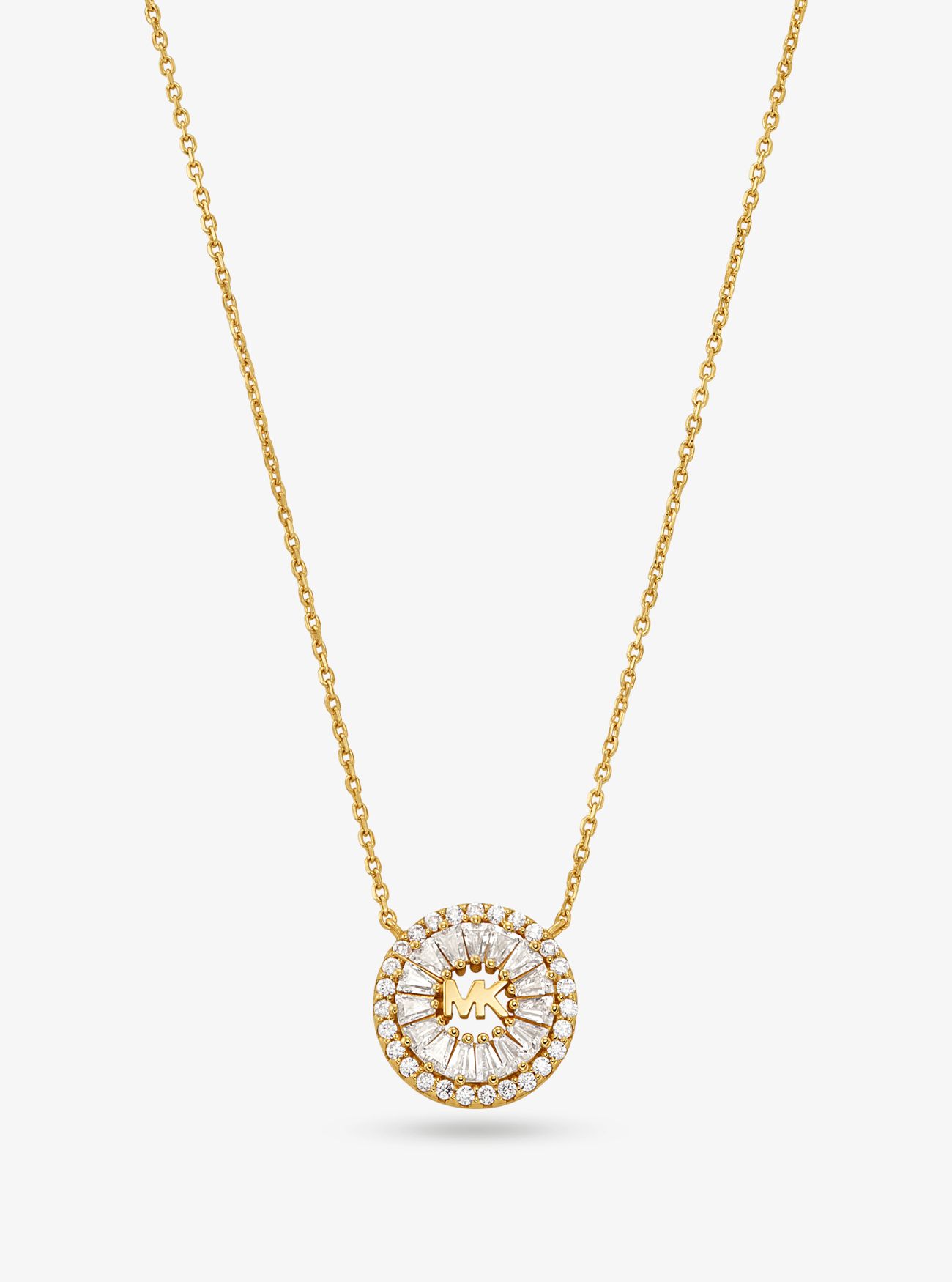 MK Precious Metal-Plated Sterling Silver PavÃ© Halo Necklace - Gold - Michael Kors