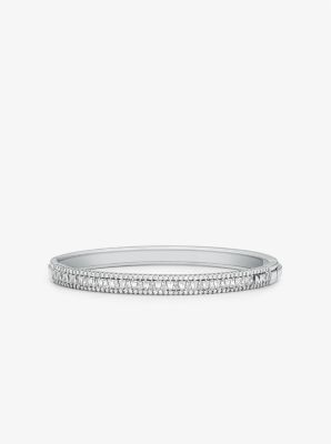 Precious Metal-Plated Sterling Silver Pavé Bangle