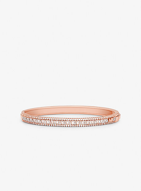 MK Precious Metal-Plated Sterling Silver Pave Bangle - Rose Gold - Michael Kors