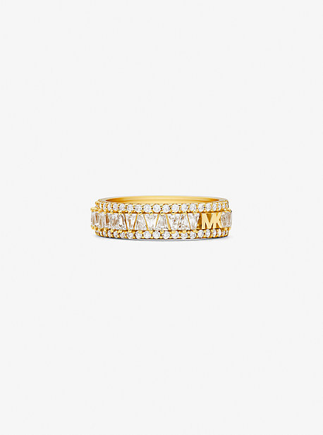 MK Precious Metal-Plated Sterling Silver Pave Ring - Gold - Michael Kors