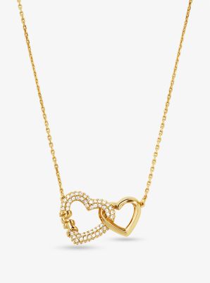 Precious Metal-Plated Sterling Silver Interlocking Hearts Necklace image number 0