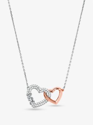 Precious Metal-Plated Sterling Silver Interlocking Hearts Necklace in TWO TONE | Michael Kors