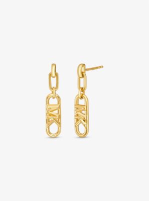 mk precious metal-plated sterling silver empire logo earrings - gold - michael kors