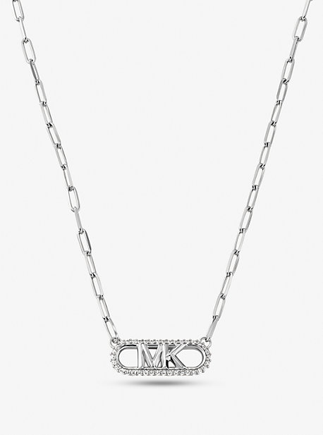 MK Precious Metal-Plated Sterling Silver Empire Logo Chain Link Necklace - Silver - Michael Kors