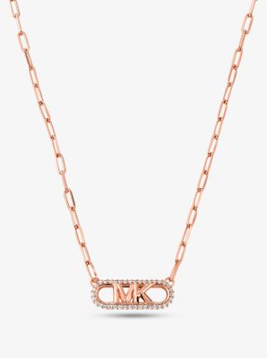 Michael kors rose gold crystal logo store disc pendant