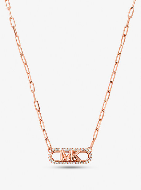 MK Precious Metal-Plated Sterling Silver Empire Logo Chain Link Necklace - Rose Gold - Michael Kors