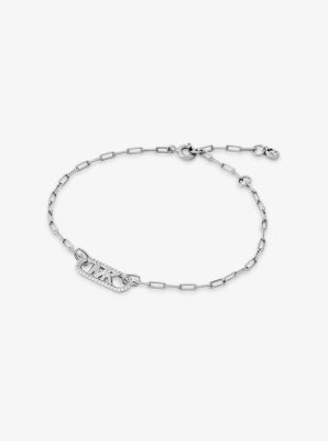 Bracelet à maillons, pierres pavées et logo Empire en argent sterling plaqué en métal précieux