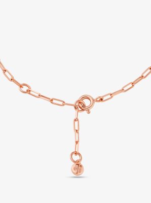 Precious Metal-Plated Sterling Silver Pavé Empire Logo Chain Link Bracelet