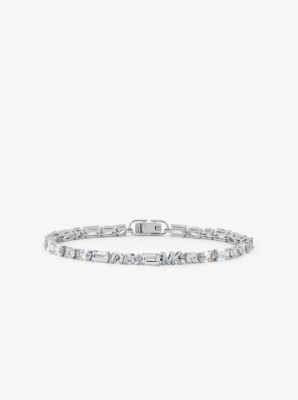 Precious Metal-Plated Sterling Silver Cubic Zirconia Tennis Bracelet