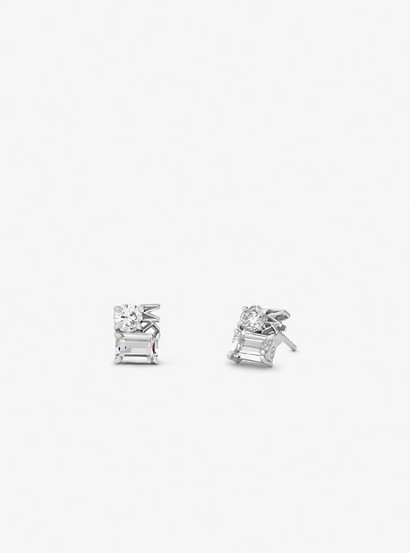 MK Clous d'oreilles à logo en argent sterling plaqué en métal précieux - Argent - Michael Kors