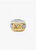 Precious Metal-Plated Sterling Silver Pavé Empire Logo Ring image number 1