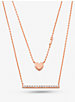 Precious Metal-Plated Sterling Silver Double Heart and Pavé Bar Necklace image number 0