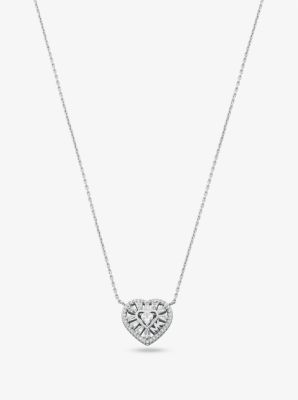 Precious Metal-Plated Sterling Silver Pavé Heart Necklace image number 0