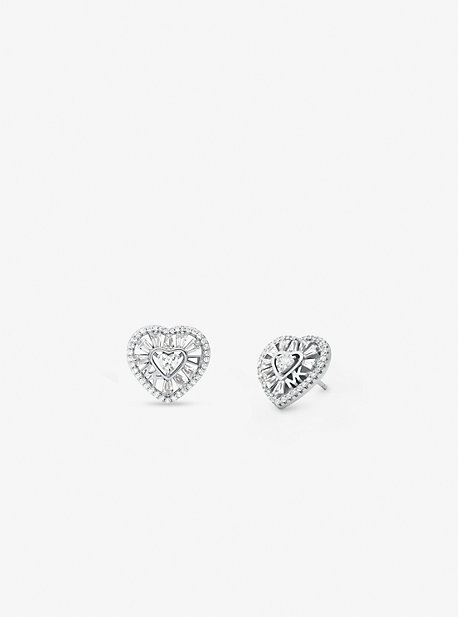 Michael Kors Precious Metal-plated Sterling Silver Pavé Heart Stud Earrings