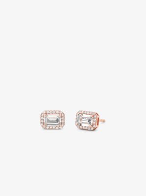 Precious Metal-Plated Pavé Halo Stud Earrings image number 0