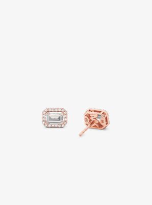 Precious Metal-Plated Pavé Halo Stud Earrings image number 1