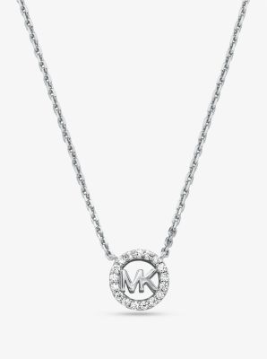Fulton Precious-Metal Plated Sterling Silver Pavé Logo Charm Necklace image number 0
