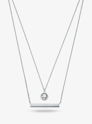 Precious Metal-Plated Sterling Silver Pavé Layered Necklace image number 0