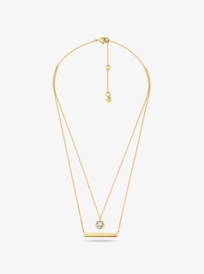 Precious Metal-Plated Sterling Silver Pavé Layered Necklace image number 1
