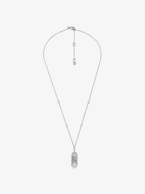 Collier en argent sterling plaqué en métal précieux à pierres pavées et logo Empire
