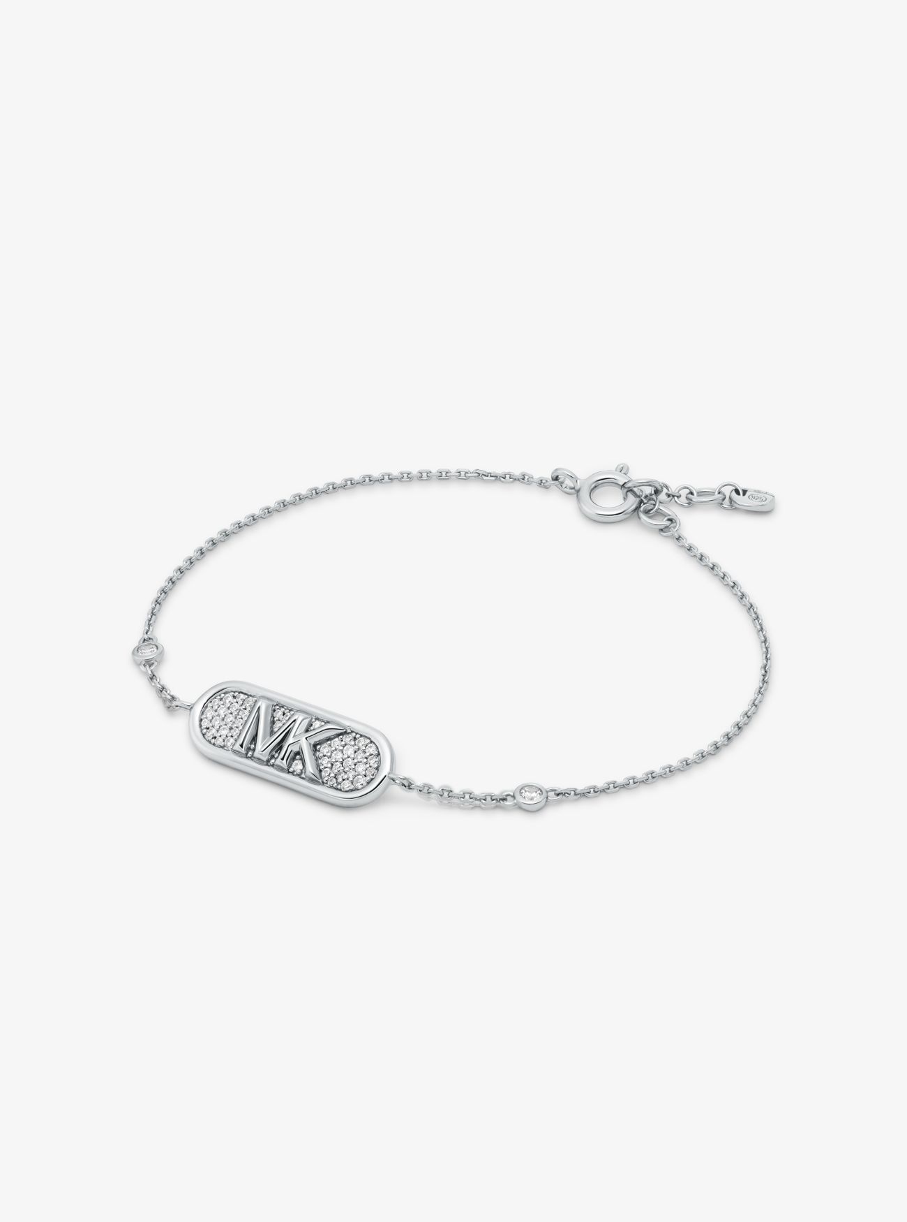 MK PavÃ© Precious Metal-Plated and Sterling Silver Empire Logo Bracelet - Silver - Michael Kors