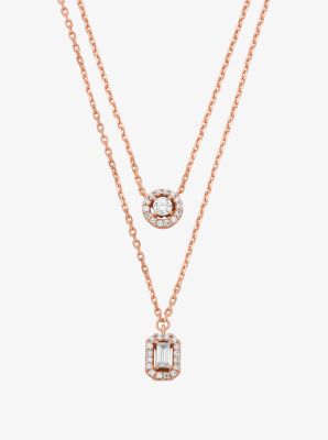Michael Kors Precious Metal-plated Double Layered Necklace In Rose Gold
