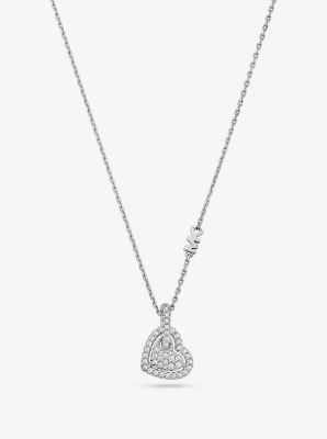 Michael kors padlock necklace silver on sale