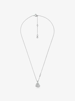 Collier cœur en argent sterling plaqué en métal précieux avec pierres pavées image number 1