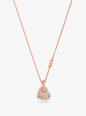 Precious Metal-Plated Sterling Silver Pavé Heart Necklace image number 0