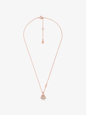 Collier cœur en argent sterling plaqué en métal précieux avec pierres pavées