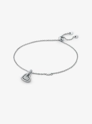 Precious Metal-Plated Sterling Silver Pavé Heart Bracelet image number 0