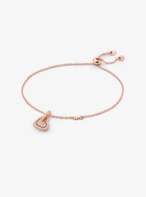 Precious Metal-Plated Sterling Silver Pavé Heart Bracelet image number 0