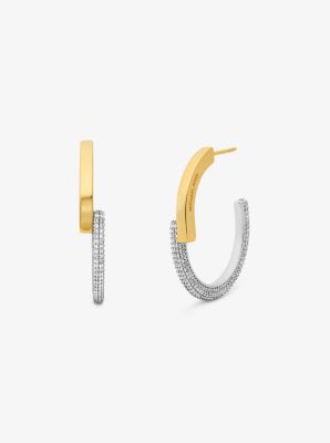 Precious Metal Plated Pave Hoop Earrings