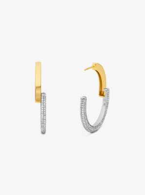 Precious Metal-Plated Pavé Hoop Earrings image number 1