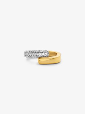 Precious Metal Plated Sterling Silver and Pave Ring