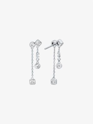 Precious Metal-Plated Sterling Silver Bezel Drop Earrings image number 1