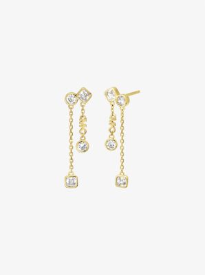 Michael Kors Precious Metal-plated Sterling Silver Bezel Drop Earrings In Gold