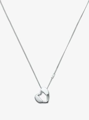 Precious Metal-Plated Sterling Silver Heart Pendant Necklace