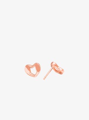 Precious Metal-Plated Sterling Silver Heart Stud Earrings image number 1