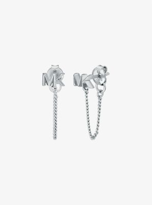 Precious Metal-Plated Sterling Silver Logo Chain Earrings