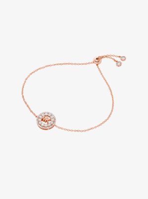Bracelet à glissière Fulton plaqué en métal précieux et à logo serti pavé