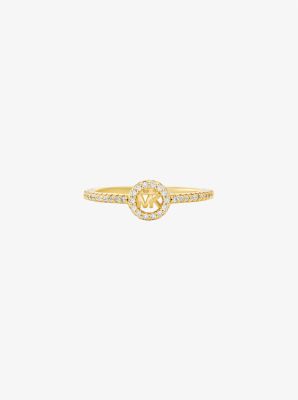 Anello Fulton con ciondolo con logo pavé placcato in metallo prezioso