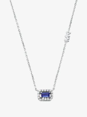 Michael Kors Cubic Zirconia Cut Pendant Necklace In Silver