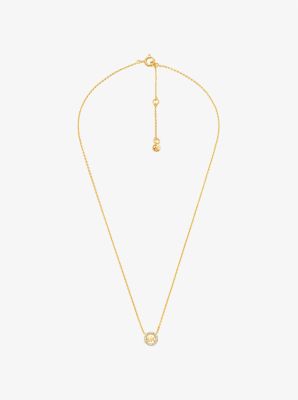 Fulton Precious-Metal Plated Sterling Silver Pavé Logo Charm Necklace and Earrings Gift Set